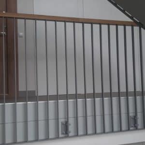 Staircase railing with wood