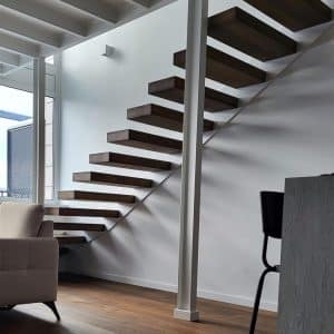 Hanging wooden stairs