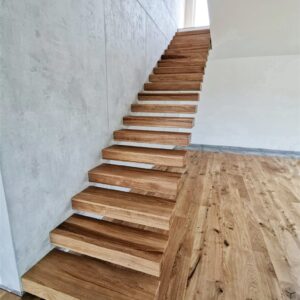 Wooden stairs suspended in the air