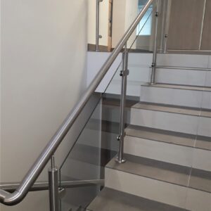 Internal stainless steel railing with glass