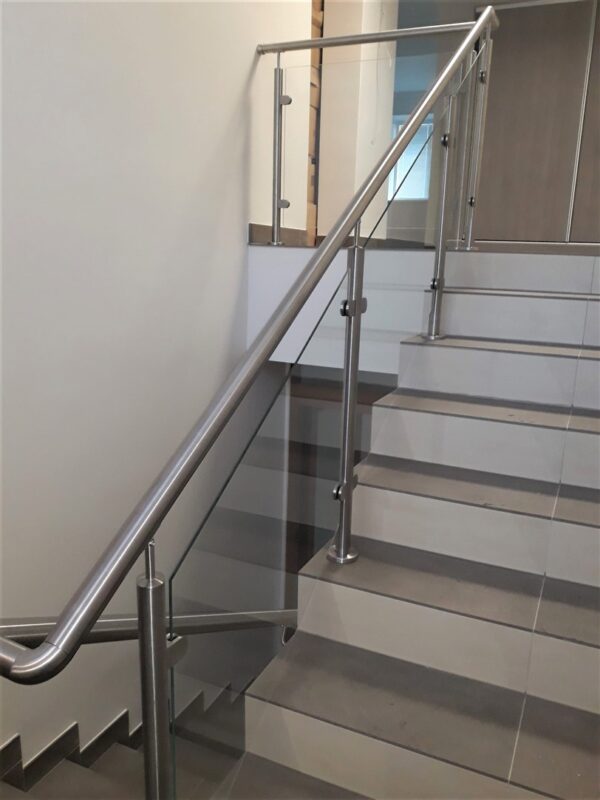 Internal stainless steel railing with glass