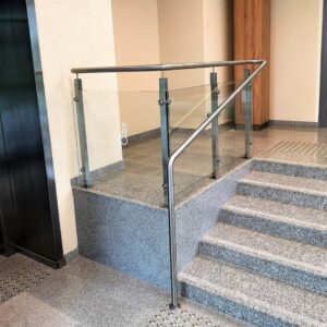 Stainless steel handrail with glass