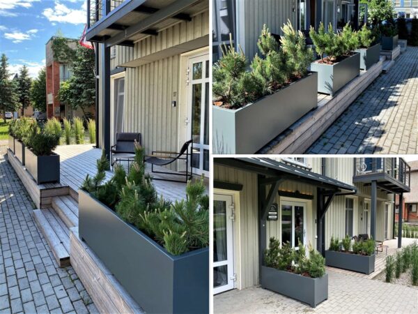 Large outdoor planters made from metal