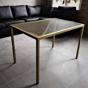 Metal table with mesh