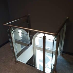 Stainless railings with glass